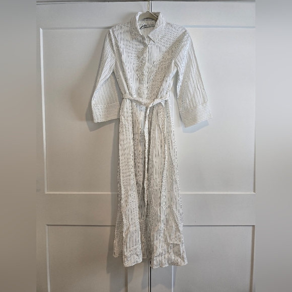NWT Zara Chic White Striped Dress Size Medium - Picture 5 of 10